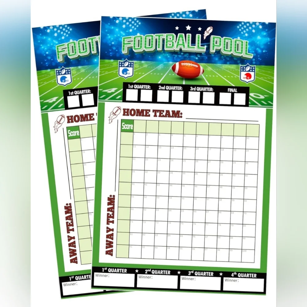 Football Pool Game Sheets - Green and White
